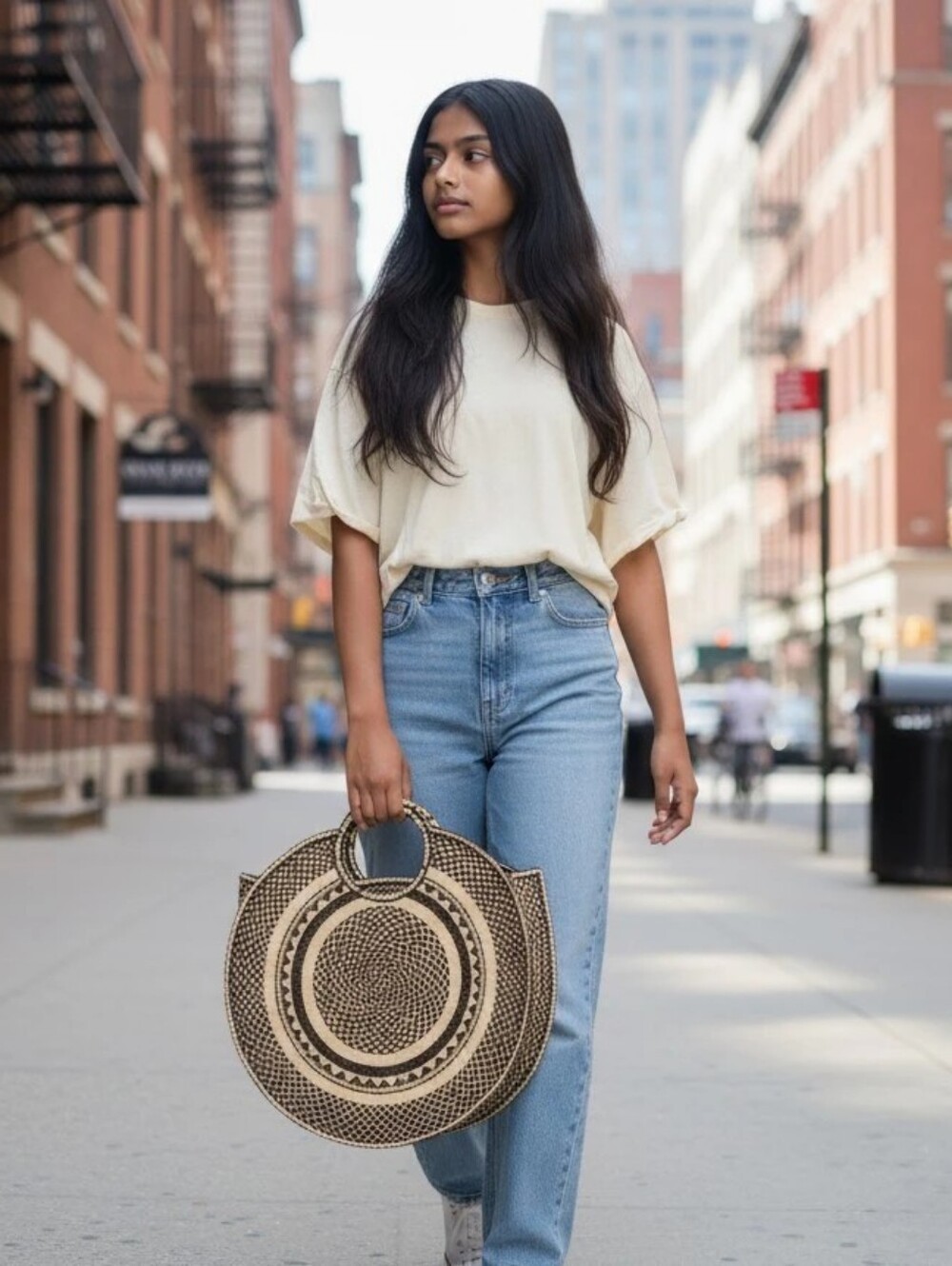 Straw Purse Round Tightly Woven Smart Different
